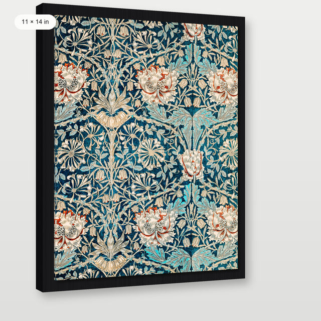 William Morris - Honeysuckle, Black Floater Frame