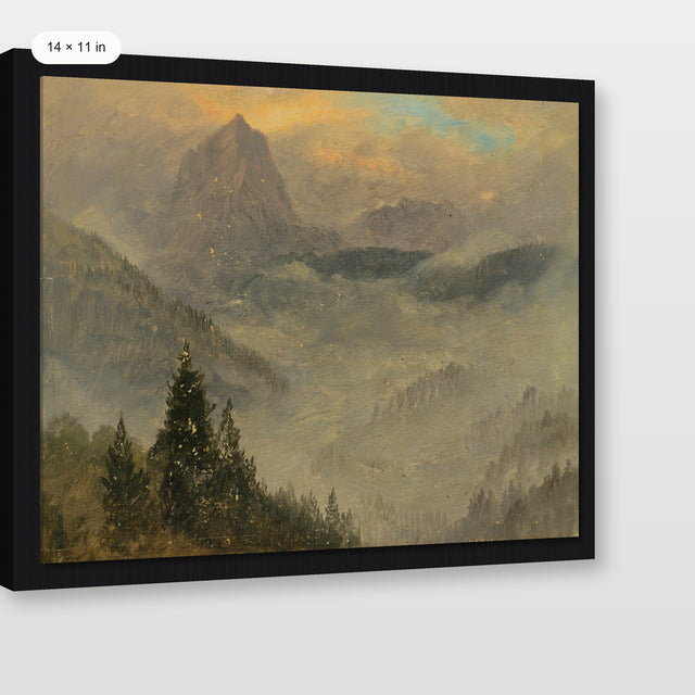 Winter Mountain Range, Black Floater Frame