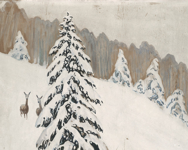 Winter Deer Landscape, Full Bleed