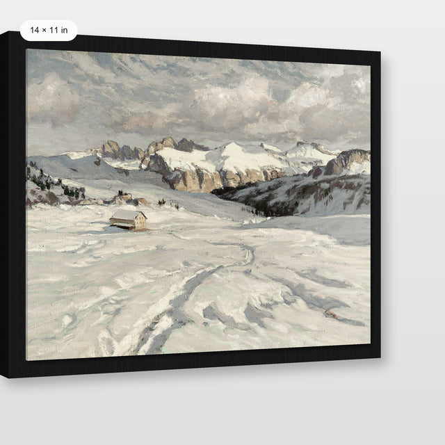 Neutral Winter Landscape, Black Floater Frame