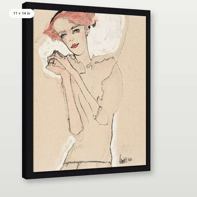 Egon Schiele - Portrait of a Woman, Black Floater Frame