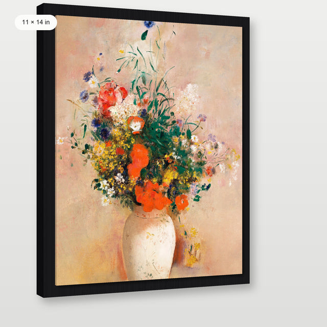 Redon - Vase of Flowers, Black Floater Frame