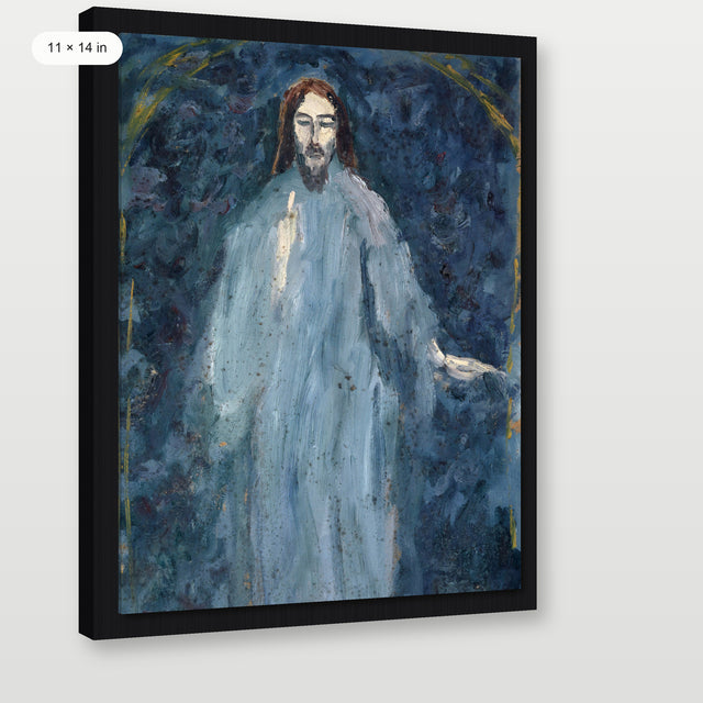 Christ Blessing Art, Black Floater Frame