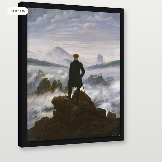 Friedrich - Wanderer Above the Sea of Fog P1, Black Floater Frame
