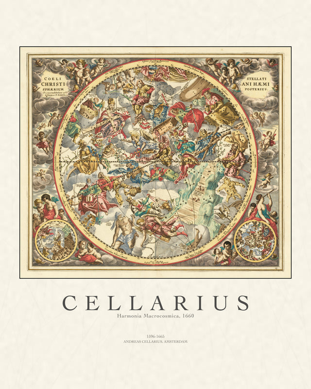 Cellarius - Harmonia Macrocosmica Celestial Chart, Gallery Style