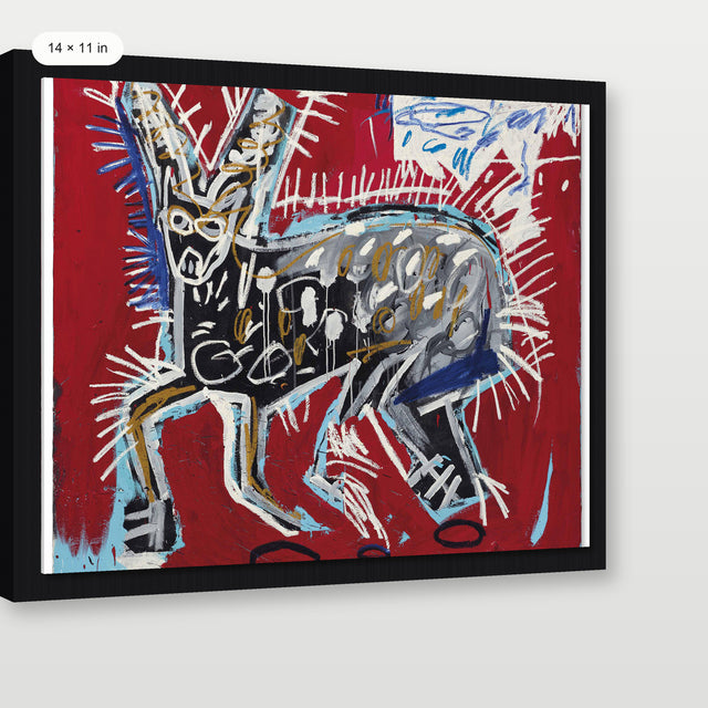 Basquiat - Red Rabbit, Black Floater Frame
