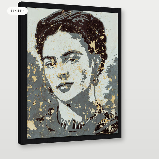 Frida Kahlo - Peeling Portrait, Black Floater Frame