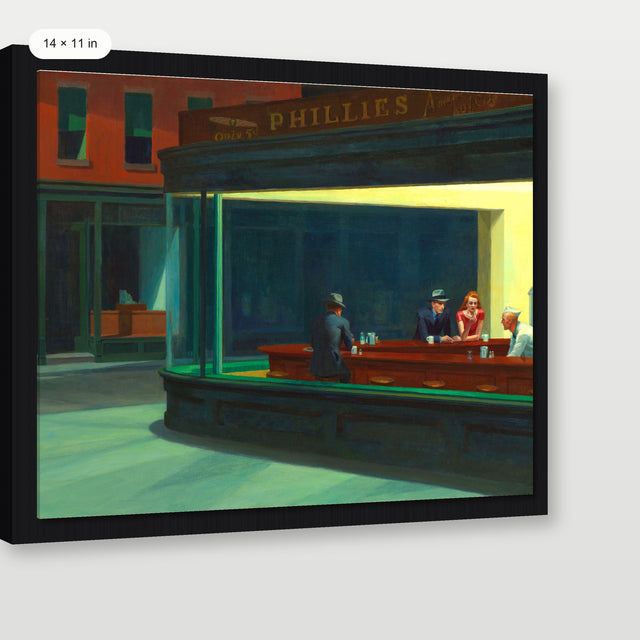 Hopper - Nighthawks, Black Floater Frame