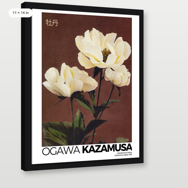 Kazumasa - Peony, Black Floater Frame