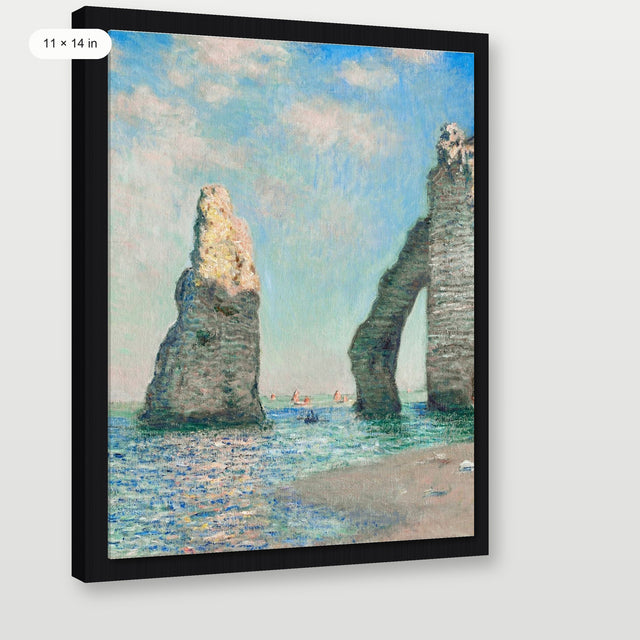 Monet - The Cliffs At Etretat P2, Black Floater Frame