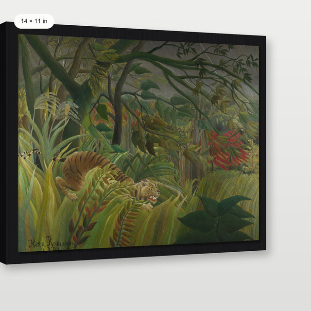 Rousseau - Tiger In A Tropical Storm, Black Floater Frame
