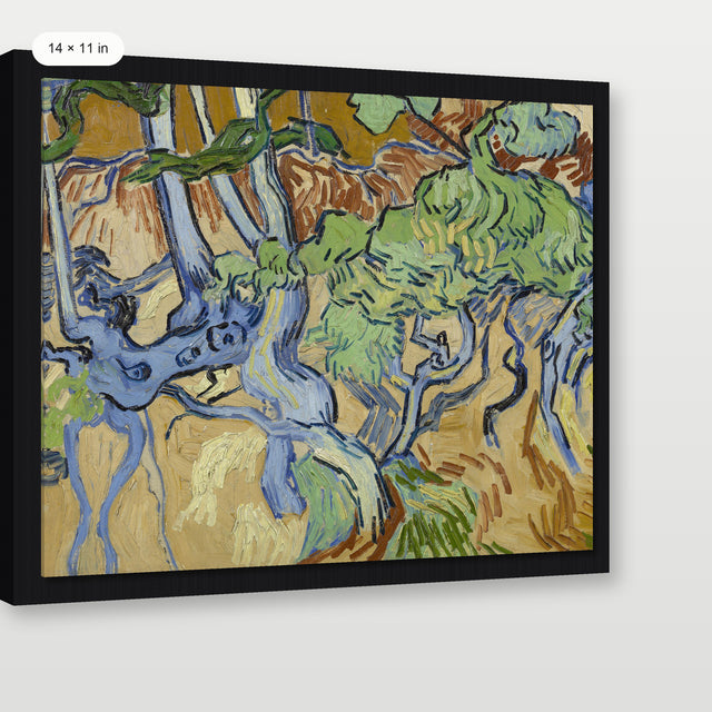 Van Gogh - Tree Roots, Black Floater Frame
