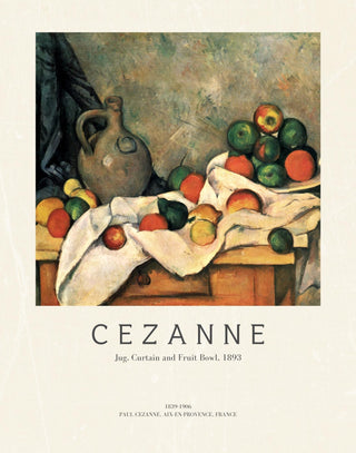 Cezanne - Jug, Curtain And Fruit Bowl