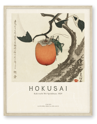 Hokusai - Kakivrucht Met Sprinkhaan