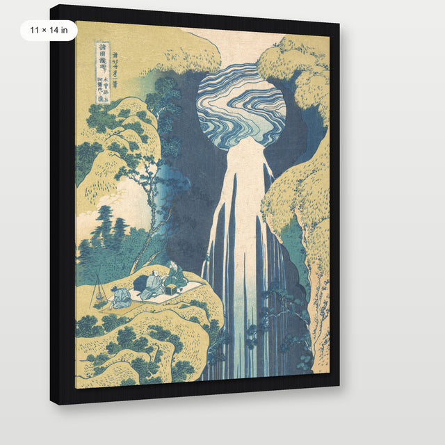 Hokusai - The Amida Falls, Black Floater Frame