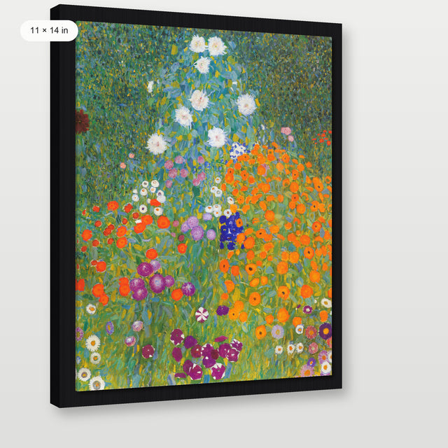 Klimt - Farm Garden With Sunflowers, Black Floater Frame