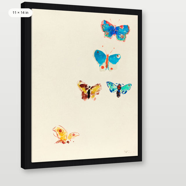 Redon - Five Butterflies, Black Floater Frame