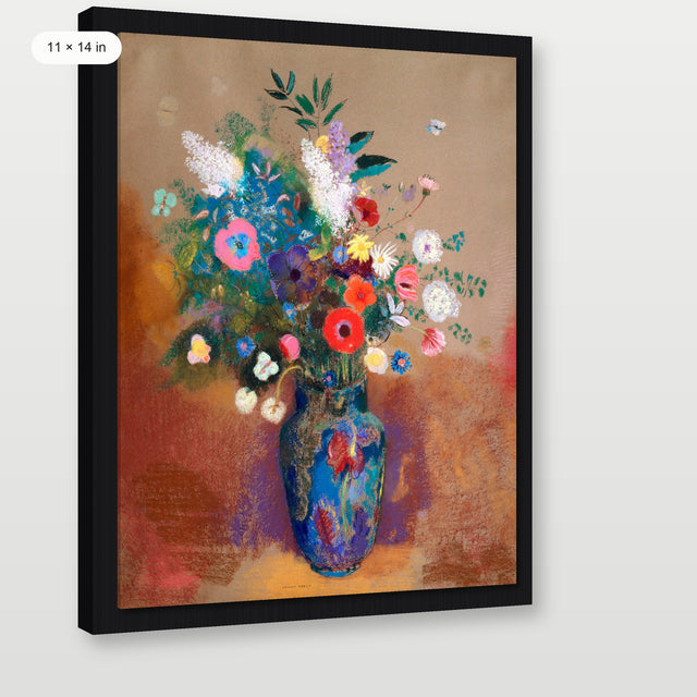 Redon - Bouquet of Flowers, Black Floater Frame
