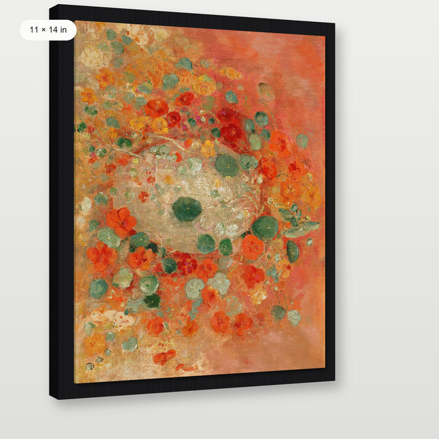 Redon - Nasturtiums, Black Floater Frame