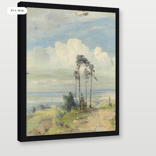 Neutral Coastal Trees, Black Floater Frame
