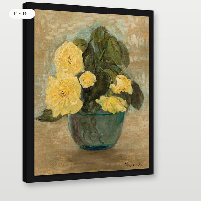 Yellow Flower Still Life, Black Floater Frame