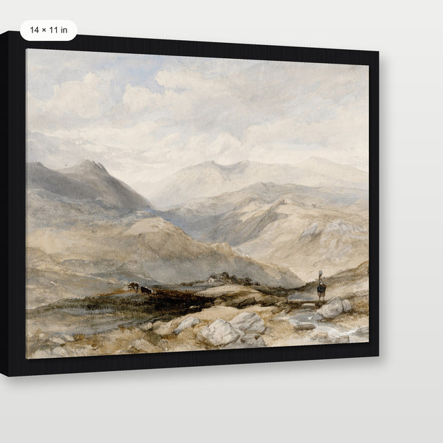French Country Landscape, Black Floater Frame