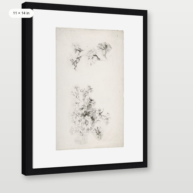 Botanical Parchment, Black Floater Frame