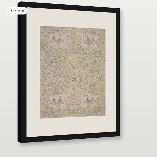 Muted Green Tapestry, Black Floater Frame