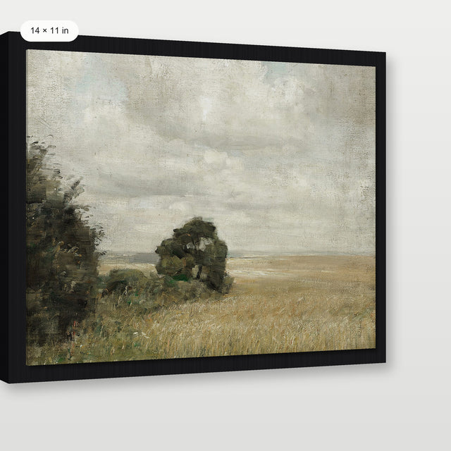 Muted Green Hay Field, Black Floater Frame