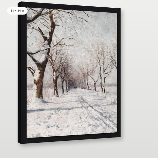 Snowy Winter Landscape, Black Floater Frame