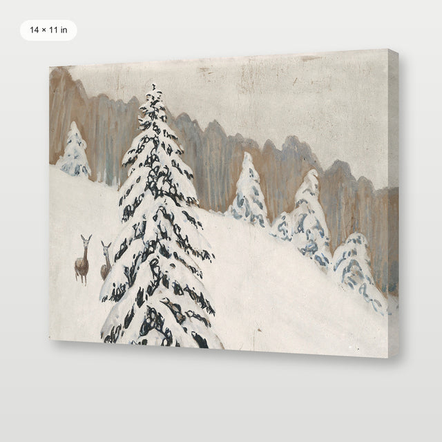 Winter Deer Landscape, Gallery Wrap