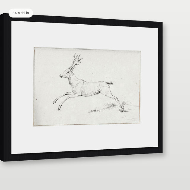 Reindeer Sketch, Black Floater Frame