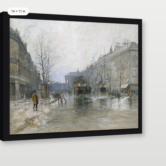 Paris Winter Street, Black Floater Frame