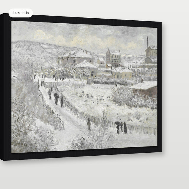 Neutral Winter Village, Black Floater Frame