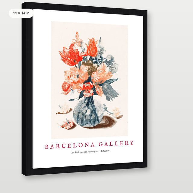Barcelona Gallery - Spring Vase, Black Floater Frame