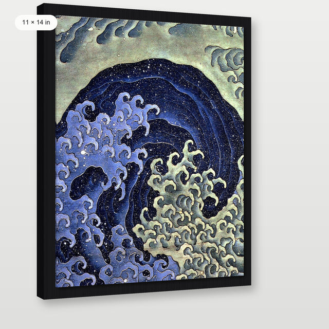 Hokusai - Feminine Wave, Black Floater Frame