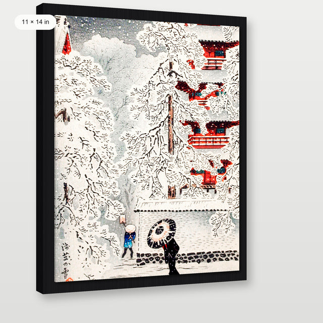 Takahashi - Snow at Asakusa, Black Floater Frame
