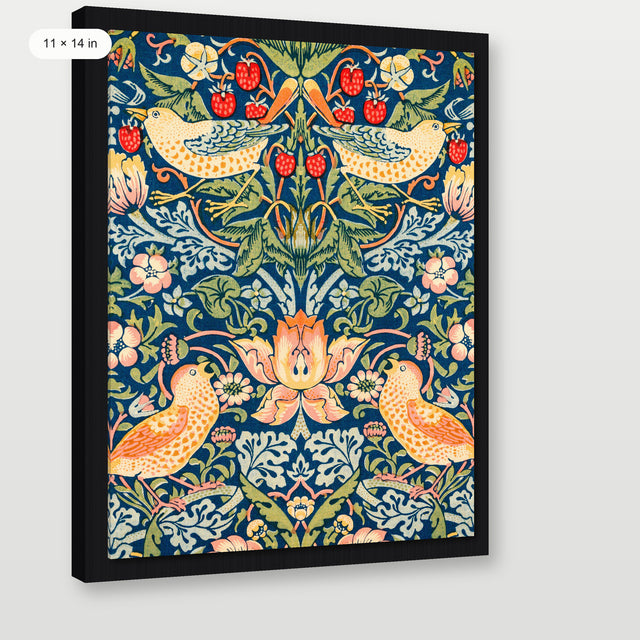 William Morris - Strawberry Thieves, Black Floater Frame