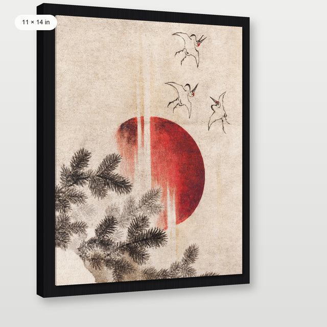 Japanese Sun Meditation, Black Floater Frame