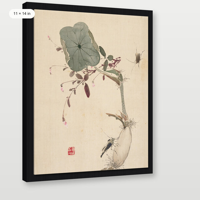Japanese Flower Meditation, Black Floater Frame