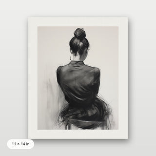 Seated Woman: Charcoal Elegance