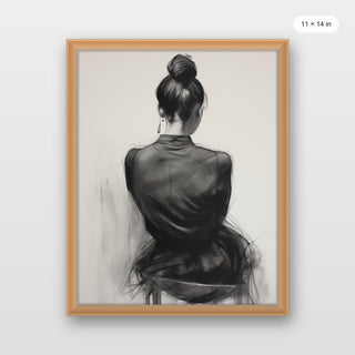 Seated Woman: Charcoal Elegance