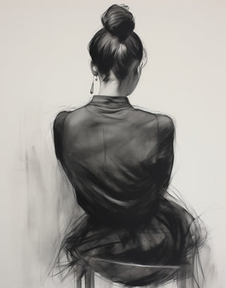 Seated Woman: Charcoal Elegance