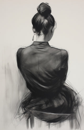 Seated Woman: Charcoal Elegance