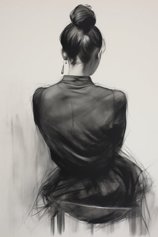 Seated Woman: Charcoal Elegance