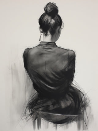 Seated Woman: Charcoal Elegance
