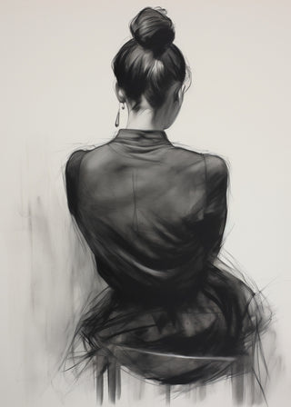 Seated Woman: Charcoal Elegance