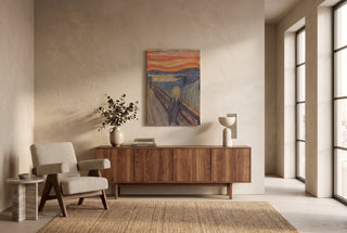 The Scream full bleed canvas hanging in a modern living room