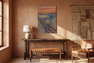The Scream full bleed print hanging unframed in a southwestern style room