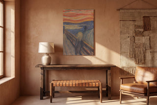 The Scream full bleed canvas hanging in a southwestern style room